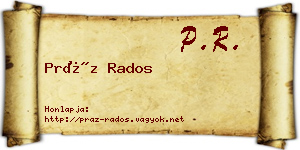 Práz Rados névjegykártya
